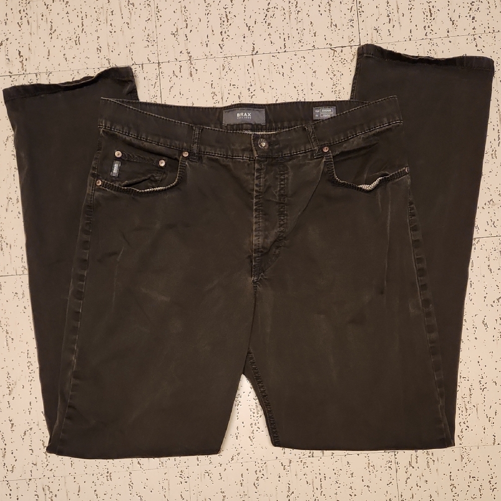 Brax Feel Good Dark Green Cooper Regular Straight Baggy Fit Jeans